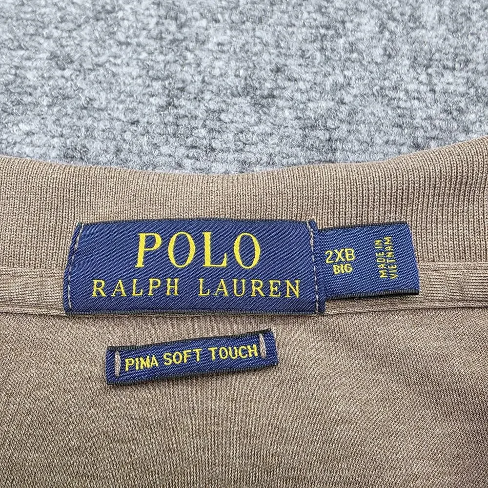 Polo Ralph Lauren Shirt Mens 2XB Big Brown Polo Pima Soft Touch Cotton Casual